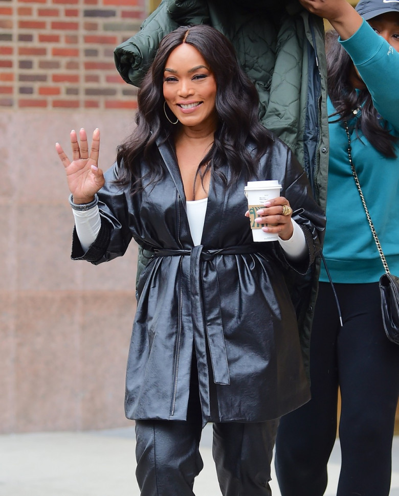 EXCLUSIVE: Angela Bassett Looks Fashionable In Black Leather Coat As She Promotes "9-1-1" In NYC