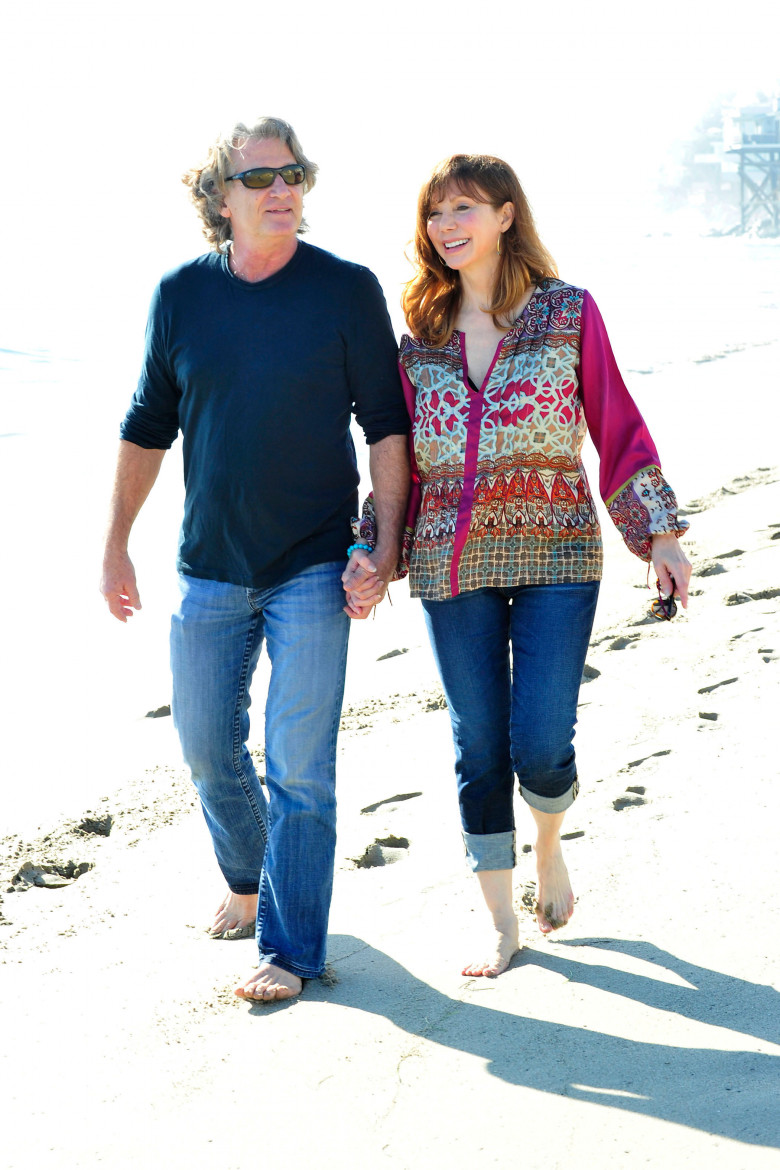 Victoria Principal Walking on the Beach With Rumored Boyfriend Rick Osborn