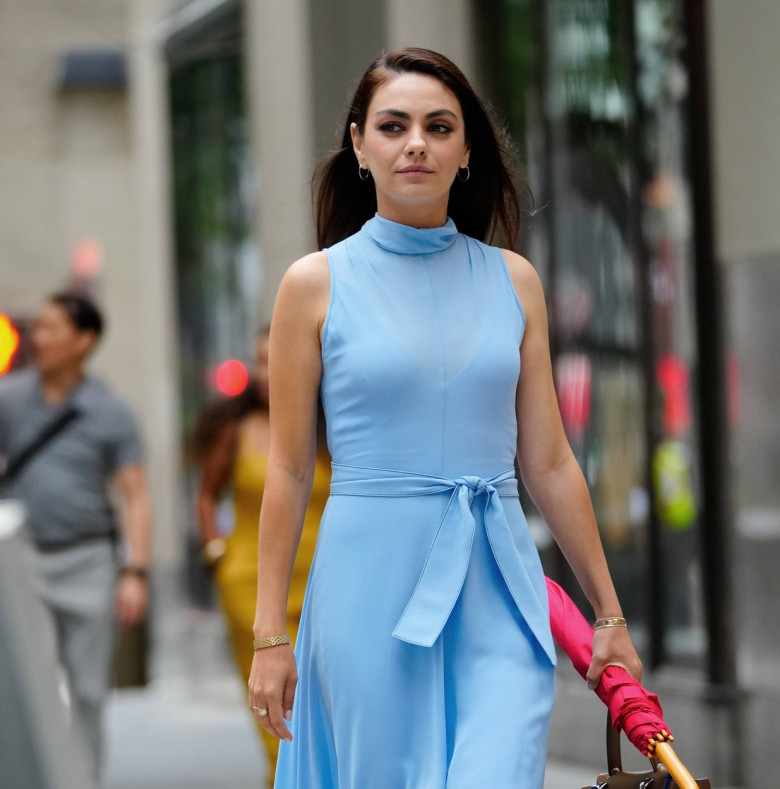Mila Kunis in three different wardrobe for 'Luckiest Girl Alive' in New York