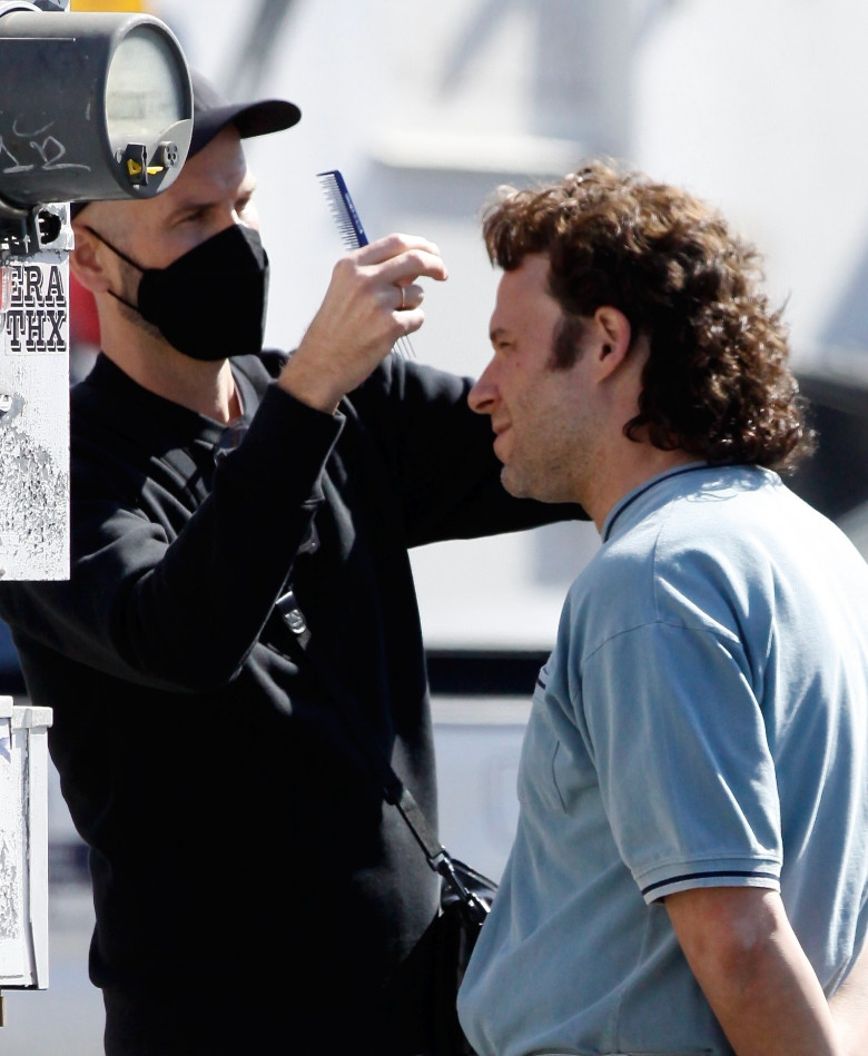 *EXCLUSIVE* Seth Rogen Brings Back The Mullet On 'Pam and Tommy' Set in LA
