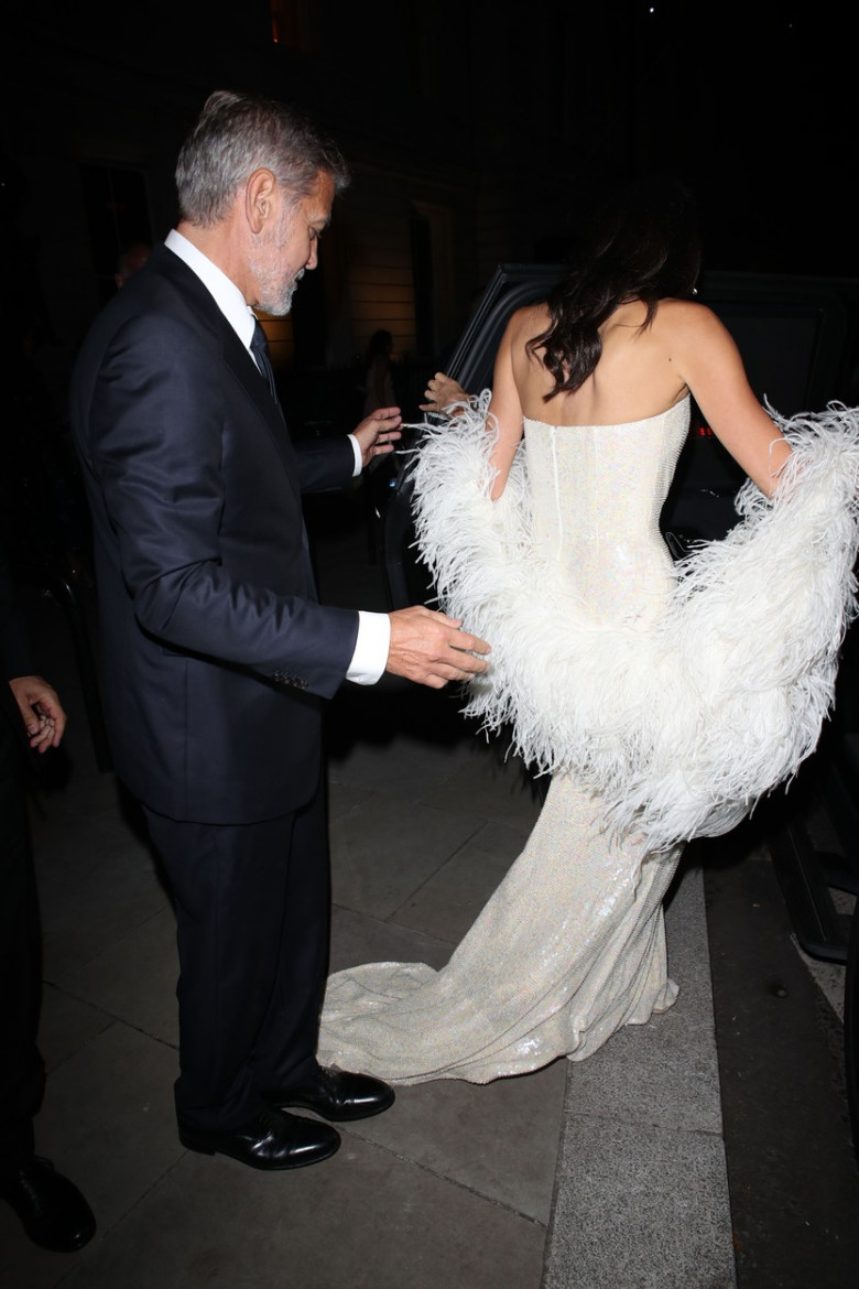 George Clooney and Amal Clooney depart for 'The Tender Bar' premiere, London, UK - 10 Oct 2021