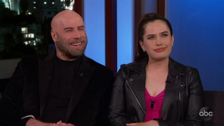 John Travolta and daughter Ella Bleu discuss him going bald and being an embarrassing dad as they appear on Jimmy Kimmel Live!