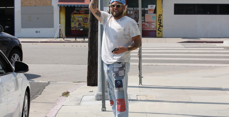 *EXCLUSIVE* Jonah Hill spreads peace while out and about in Venice