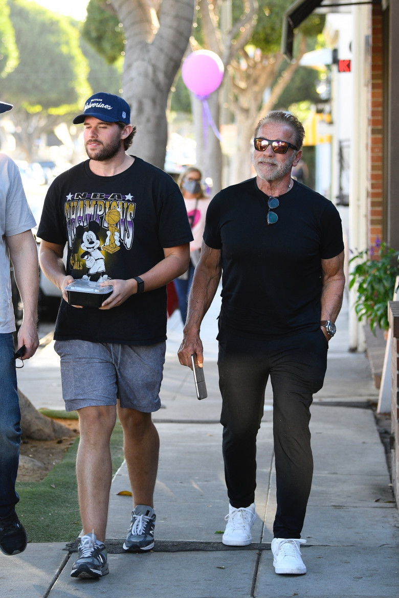 *EXCLUSIVE* Arnold Schwarzenegger goes out to lunch with his son Christopher