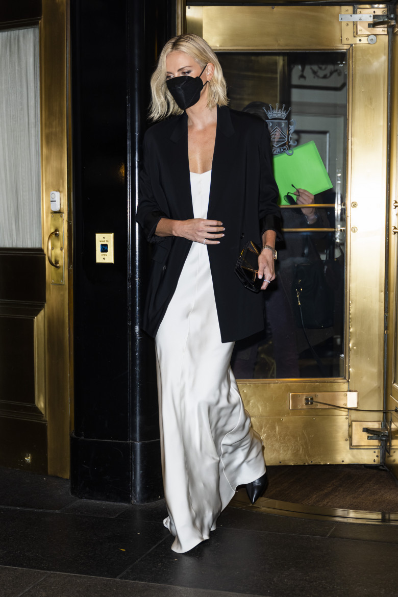 Charlize Theron is Pictured Stepping Out in New York City.