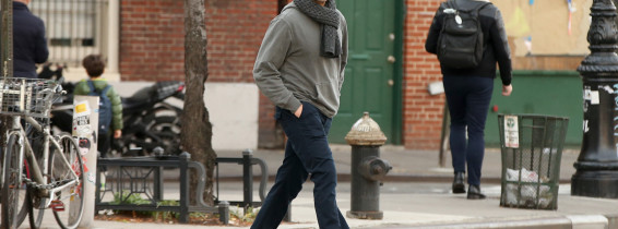 Bradley Cooper wears a knitted scarf as a jacket in New York City