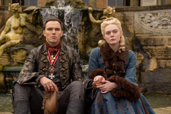 Russia. Nicholas Hoult and Elle Fanning  in the (C)Hulu  series : The Great - season 1 (2020). Plot: A royal woman living in rural Austria during the 18th century is forced to choose between her own personal happiness and the future of Russia, when she m