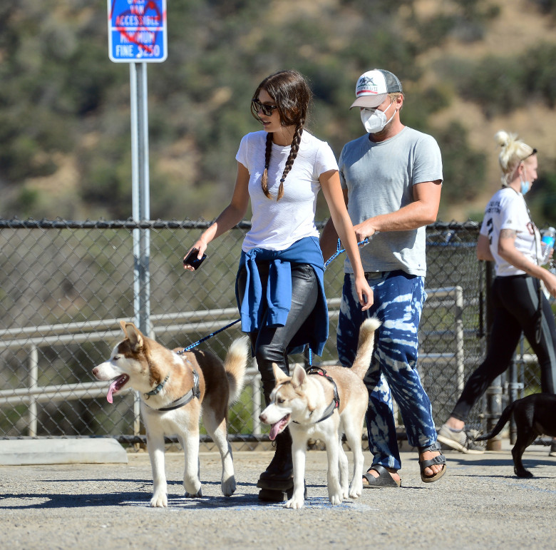 EXCLUSIVE: Leonardo DiCaprio and Camila Morrone are Spotted Hiking With Their Dogs in Los Angeles.