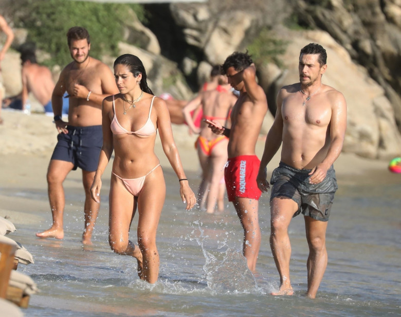 *EXCLUSIVE* *WEB MUST CALL FOR PRICING* The American Actor James Franco and his sexy girlfriend Isabel Pakzad show off some steamy PDA as they take a dip in the sea on holiday in Mykonos