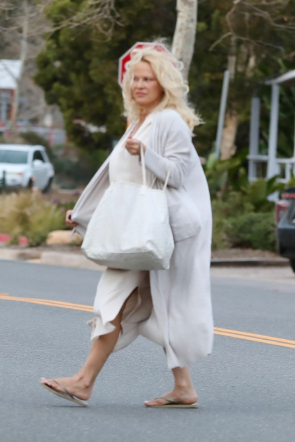 Pamela Anderson, într-o zi obișnuită, pe străzile din Malibu
