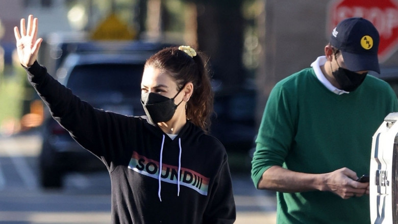*EXCLUSIVE* Ashton Kutcher and Mila Dress Casual for a Coffee Date