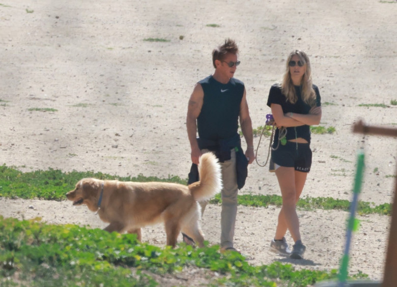 *EXCLUSIVE* Sean Penn and Leila George take the dogs to the Dog Park in Hollywood