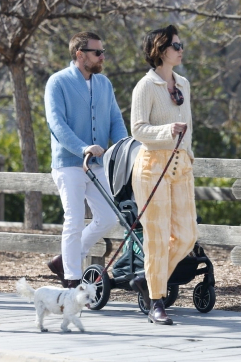 *EXCLUSIVE* Ewan McGregor and girlfriend Mary Elizabeth Winstead spend time with their baby son Laurie