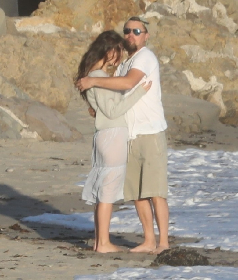 *EXCLUSIVE* Leonardo DiCaprio comforts girlfriend Camila Marrone on the beach in Malibu!