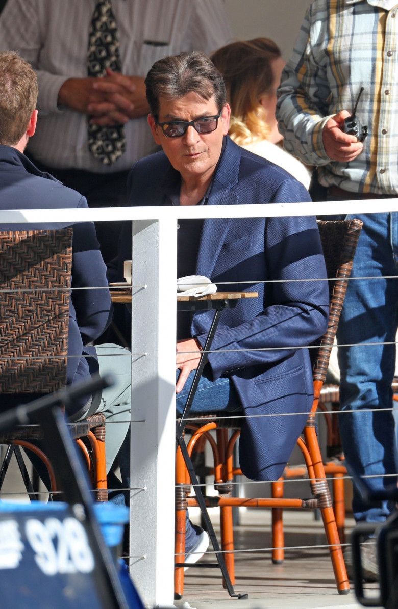*EXCLUSIVE* Charlie Sheen looks incredible filming on the set of a possible 'Entourage' spinoff