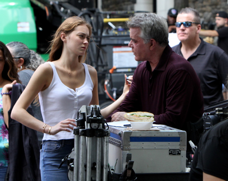 Ray Liotta spends time with his daughter Karsen Liotta at the "Shades of Blue" set in NYC