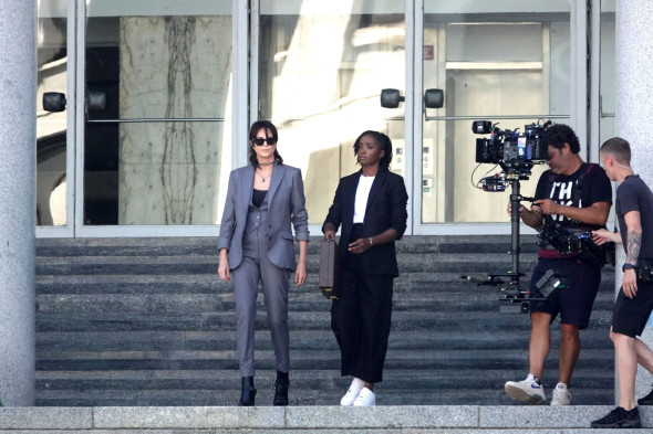 *EXCLUSIVE* The South African-American actress Charlize Theron was spotted on the set of the long-awaited superhero film sequel 'The Old Guard 2' in Rome, Italy.