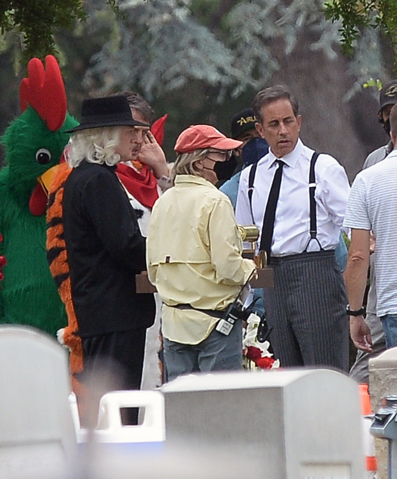 EXCLUSIVE: Jerry Seinfeld and Cast Film a Funeral Scene in Los Angeles