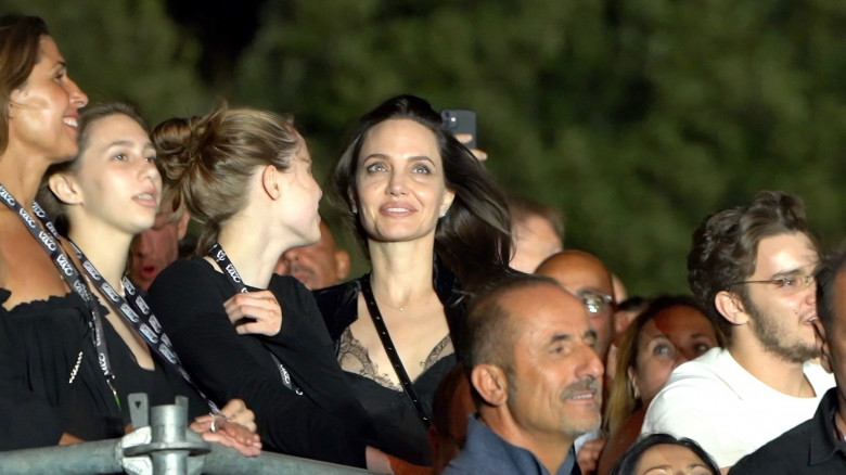 Angelina Jolie and her daughter Shiloh Jolie-Pitt attend the Maneskin concert for the world premiere of the "Loud Kids Tour" at the "Circo Massimo" in Rome