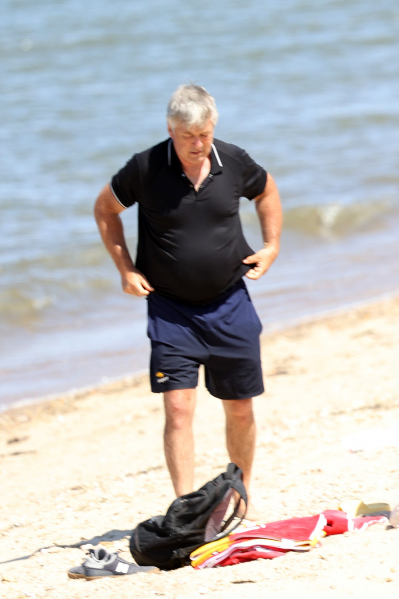 EXCLUSIVE: Alec Baldwin Spotted Shirtless With His Belly Out On Montauk Beach In The Hamptons