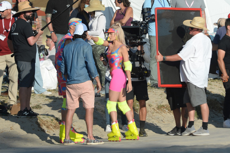 Margot Robbie and Ryan Gosling Film Barbie in Los Angeles.