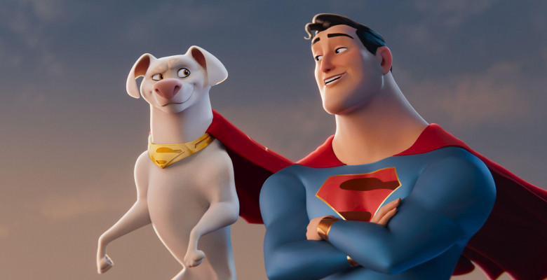 Undated film still handout from DC League Of Super-Pets. Pictured: Krypto (voiced by Dwayne Johnson) and Superman (John Krasinski). PA Feature SHOWBIZ Film Reviews. Picture credit should read: PA Photo/Warner Bros. Entertainment Inc. All Rights Reserved.