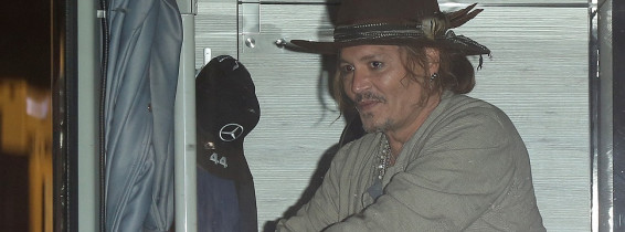 EXCLUSIVE: Johnny Depp Leaves The Concert Area Tollwood With The Tourbus In Munich, Germany