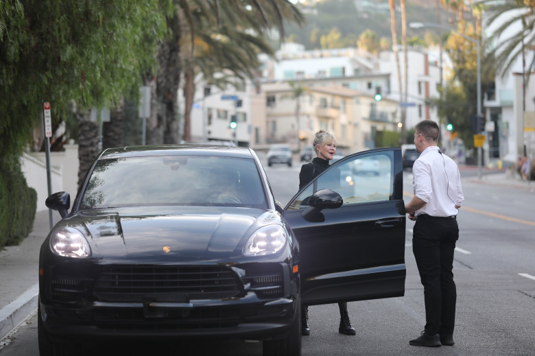 *EXCLUSIVE* Melanie Griffith arrives to celebrate her 65th birthday at San Vicente Bungalows