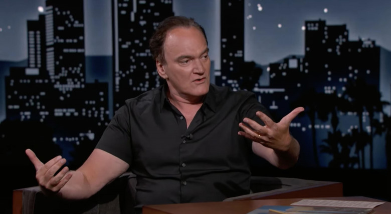 Quentin Tarantino says Battle Royale is the film he wishes he directed before revealing his toddler son loves zombies, as he appears on Jimmy Kimmel Live!