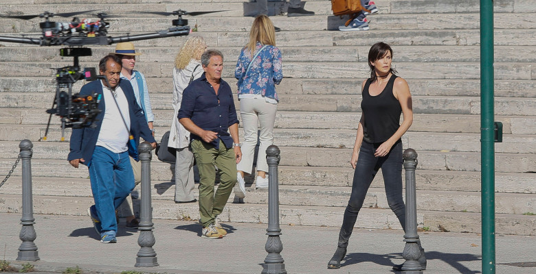 Charlize Theron and Uma Thurman shooting The Old Guard 2 in Rome
