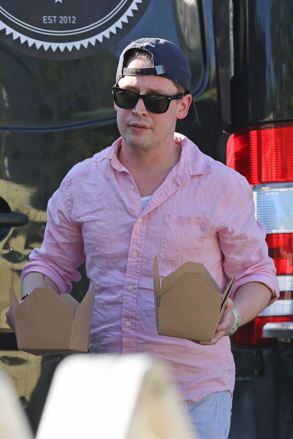 Former child superstar Macaulay Culkin is one proud papa as he enjoys a family day out with fiancŽe Brenda Song and their young son Dakota, 16 months, on a sunny afternoon in the LA suburbs.