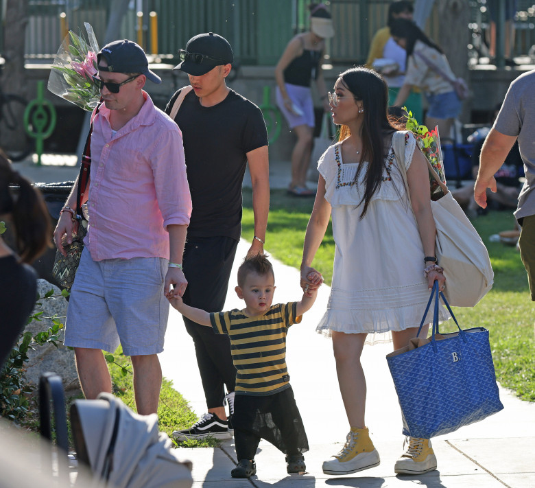 Former child superstar Macaulay Culkin is one proud papa as he enjoys a family day out with fiancŽe Brenda Song and their young son Dakota, 16 months, on a sunny afternoon in the LA suburbs.