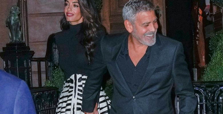 EXCLUSIVE: George Clooney and Amal Clooney Head Out on a Date Night on Their Wedding Anniversary in New York City.