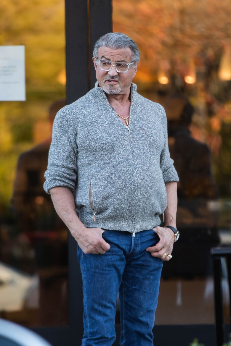 *EXCLUSIVE* Sylvester Stallone gets some Christmas shopping done with his wife in Calabasas