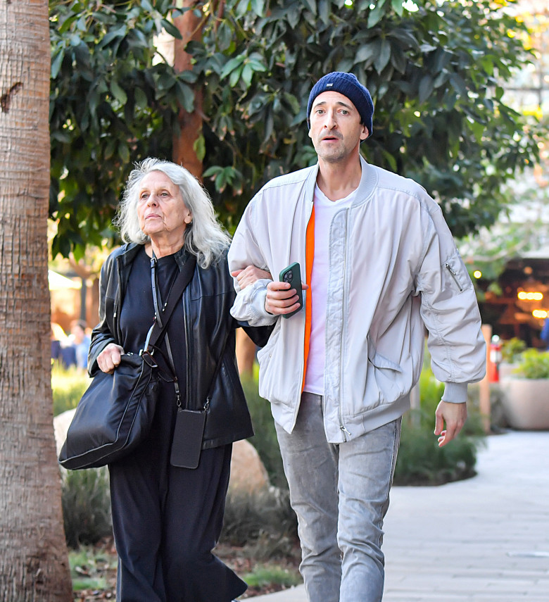 EXCLUSIVE: Adrien Brody Spotted Out On A Stroll With His Mother Sylvia Plachy After A Lunch Date In Studio City, CA.