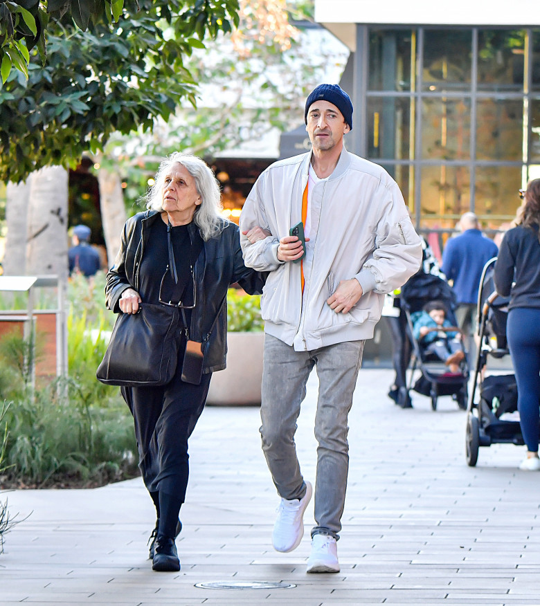 EXCLUSIVE: Adrien Brody Spotted Out On A Stroll With His Mother Sylvia Plachy After A Lunch Date In Studio City, CA.