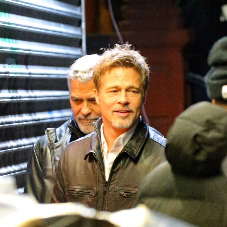 George Clooney and Brad Pitt are spotted in Chinatown as they start production for their film 'Wolves'!