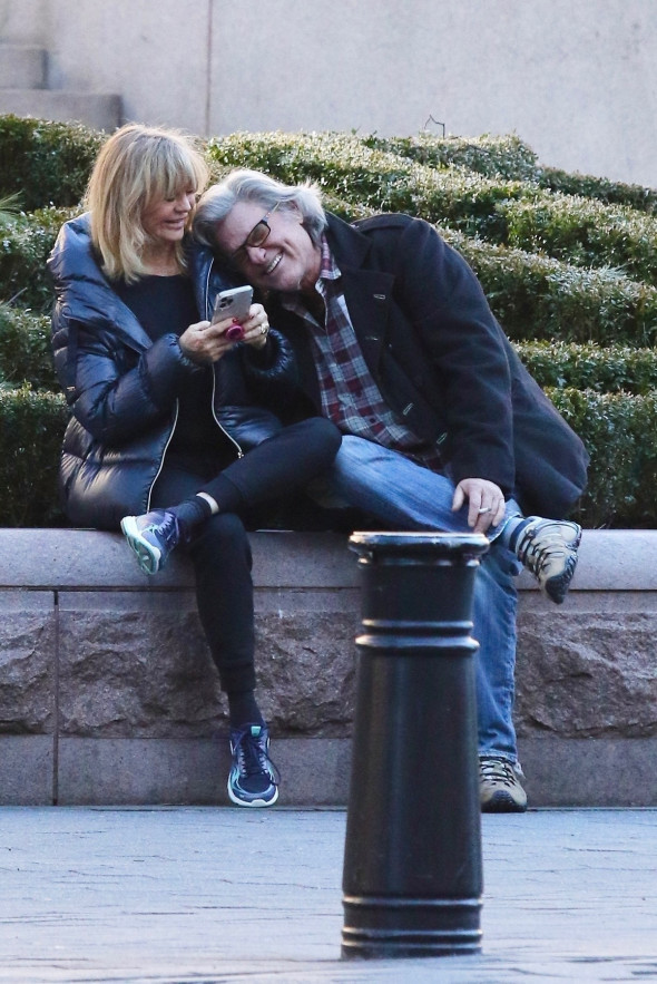 *EXCLUSIVE* Kurt Russell and Goldie Hawn look all loved up on Valentine’s Day in NYC