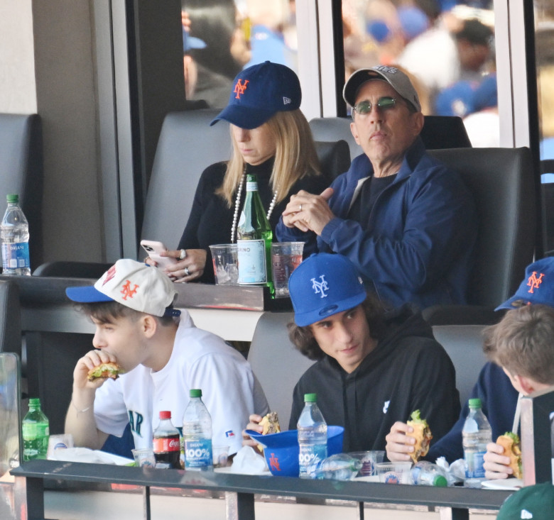 Jerry Seinfeld with wife Jessica  attends Mets Home Opener