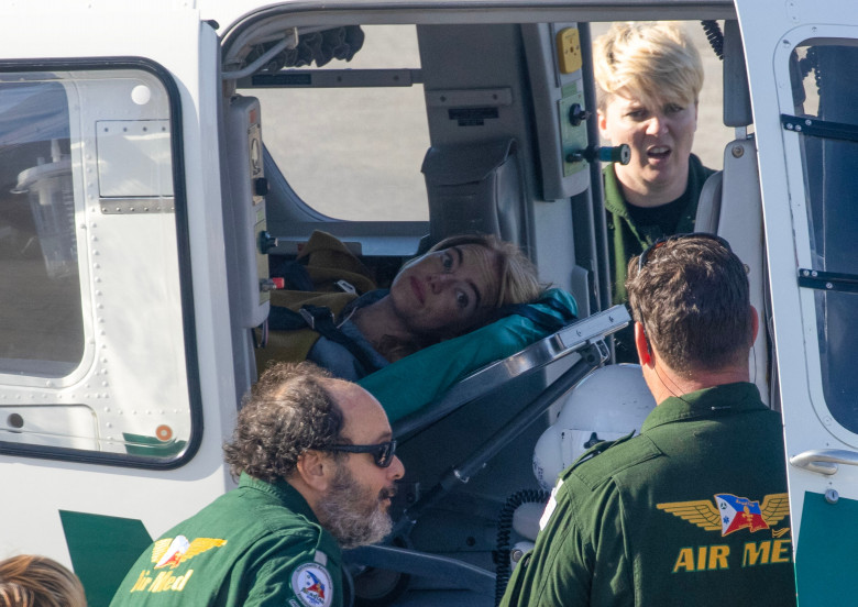 EXCLUSIVE: 'Seriously-injured' Emma Stone is dramatically stretchered on to an air ambulance - but fans have no need for concern