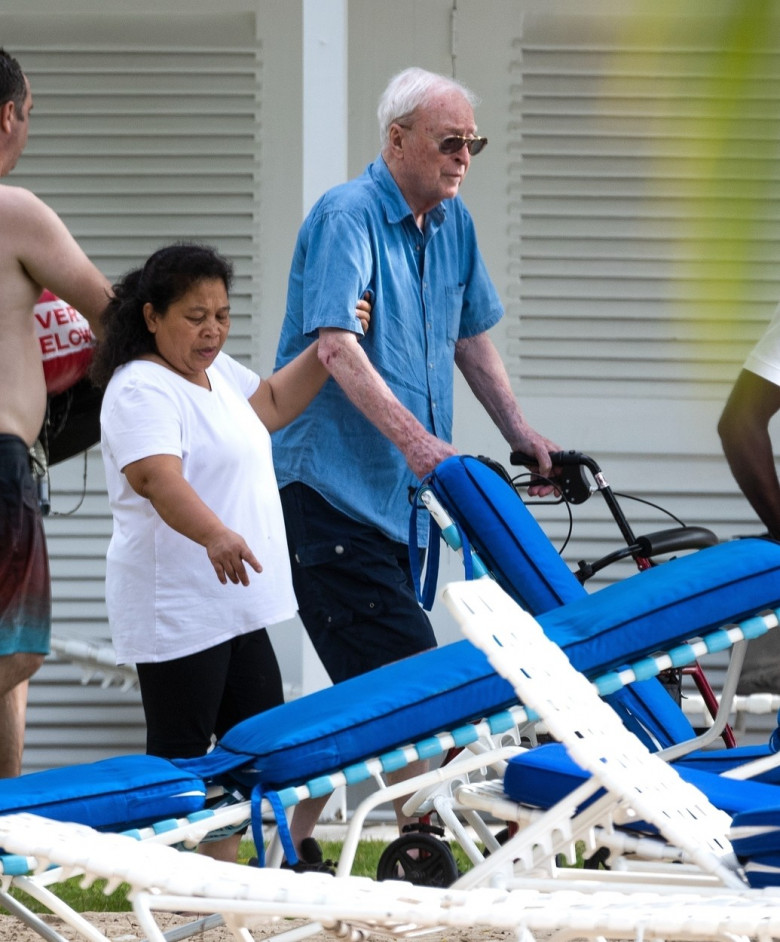 *EXCLUSIVE* The British Actor Michael Caine takes in the West Indian sunshine on his Easter break with his wife Shakira out on beaches of Barbados.