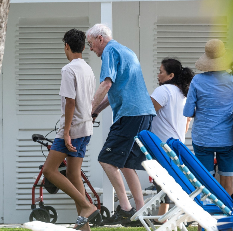 *EXCLUSIVE* The British Actor Michael Caine takes in the West Indian sunshine on his Easter break with his wife Shakira out on beaches of Barbados.