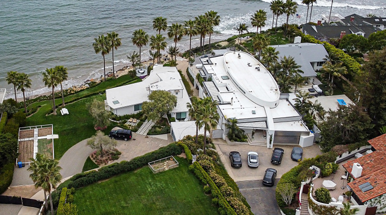 EXCLUSIVE: Aerial Views Of Kevin Costner &amp; Ex Wife Christine Baumgartner's Coastal Estate Located In Carpinteria,  CA.