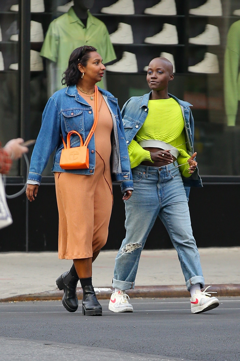 Lupita Nyong'o looks stylish without hair while out with a friend