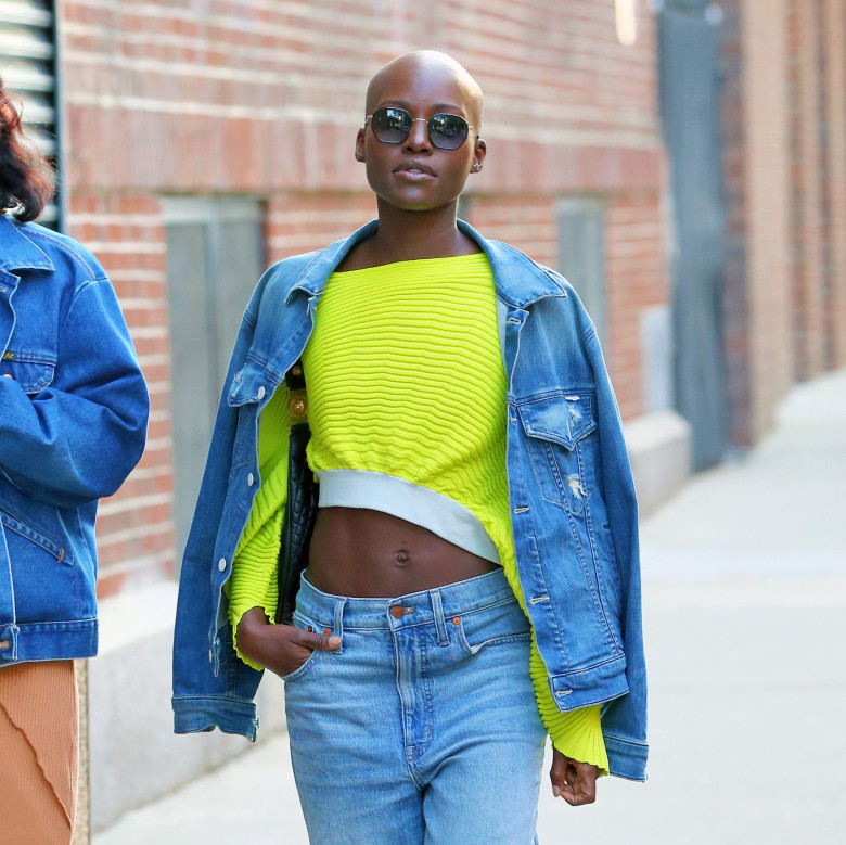 Lupita Nyong'o is spotted with a bald head in East Village in New York City