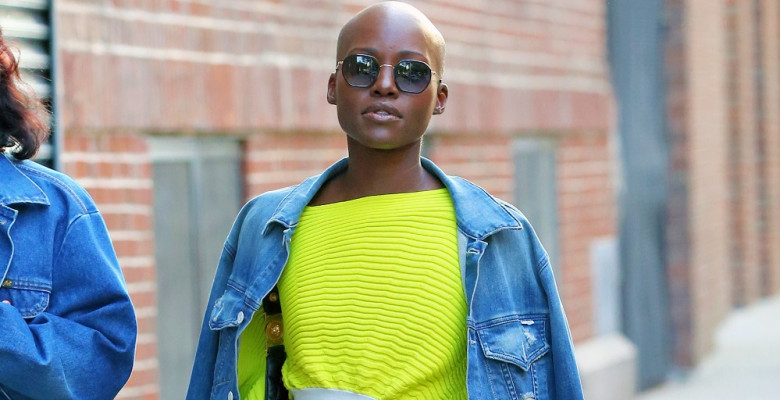 Lupita Nyong'o is spotted with a bald head in East Village in New York City