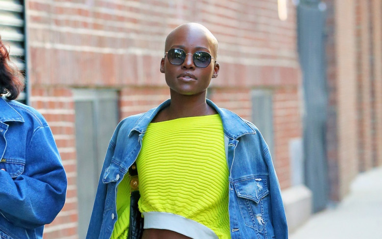 Lupita Nyong'o is spotted with a bald head in East Village in New York City