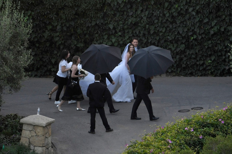 ** PREMIUM EXCLUSIVE RATES APPLY ** Chris Pratt and Katherine Schwarzenegger  seen for the first time since tying the knot at the  san ysidro ranch