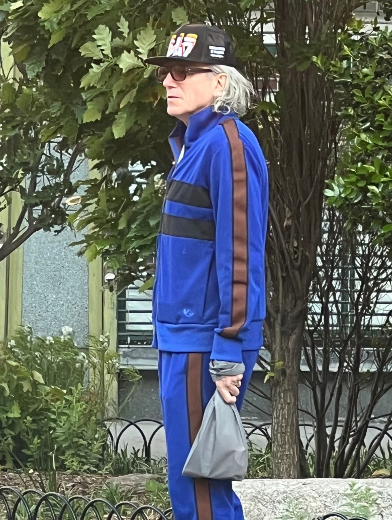 EXCLUSIVE: **PREMIUM RATES APPLY - NO SUBS** Oscar Winning Actor Daniel Day Lewis Looks Completely Unrecognizable As He Emerges From Retirement For The First Time In 4 Years For A Stroll In NYC With Long White Hair And A Funky Tracksuit