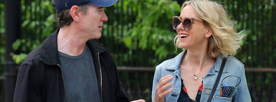 Naomi Watts and boyfriend Billy Crudup are all smiles as they show some PDA during a rare outing together while walking their dog in NYC
